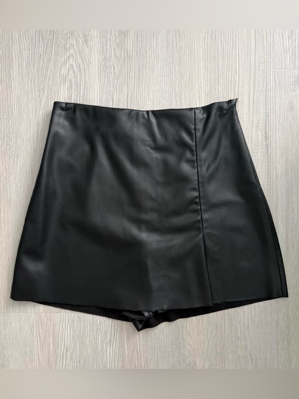 Zara Black Faux Leather Mini Skort
